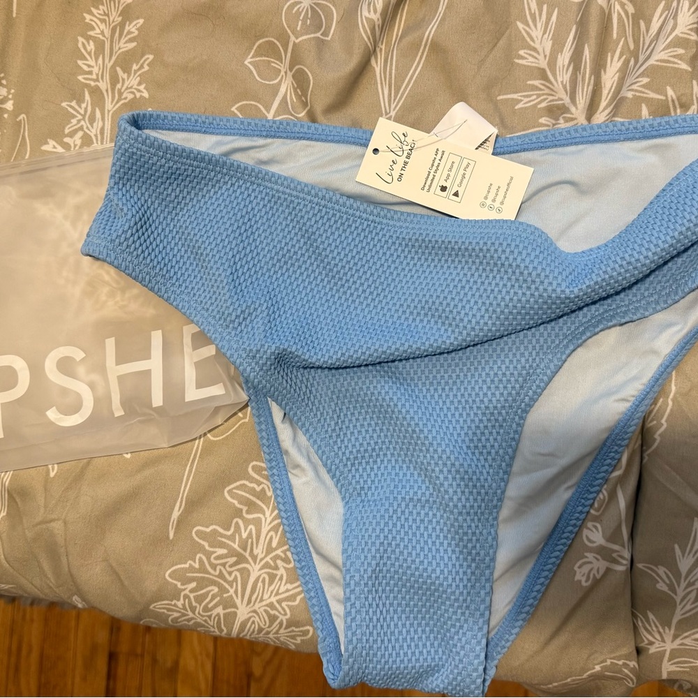 Cupshe Sky Blue Textured Bikini Bottom